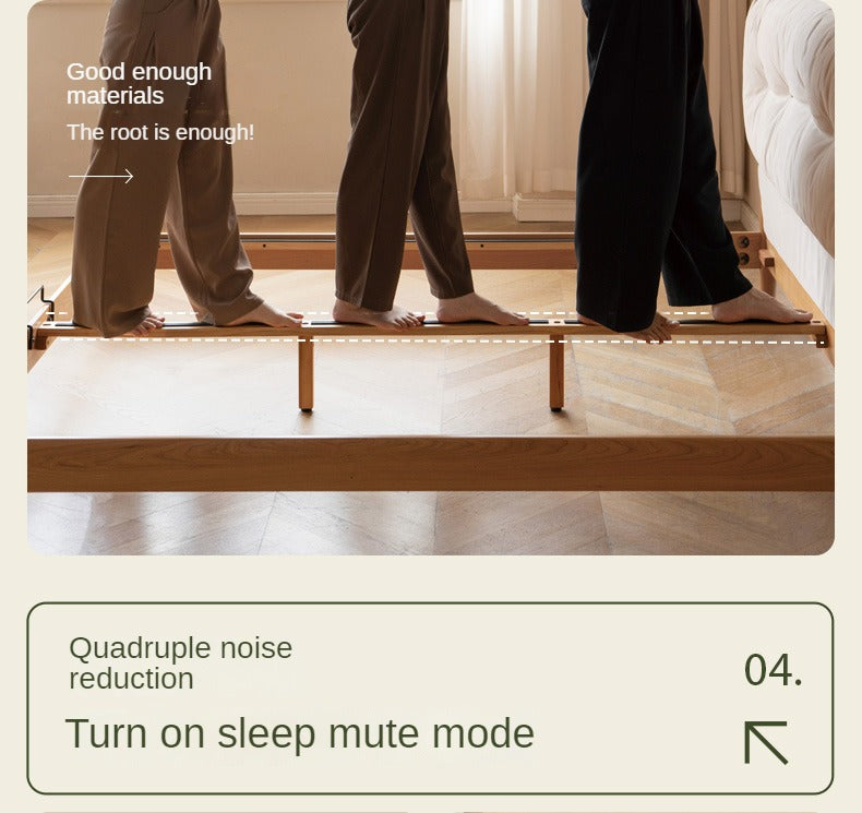 Cherry Solid Wood Soft Retro Bed