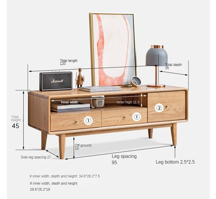 Oak, Beech, Rubber Solid Wood TV Stand