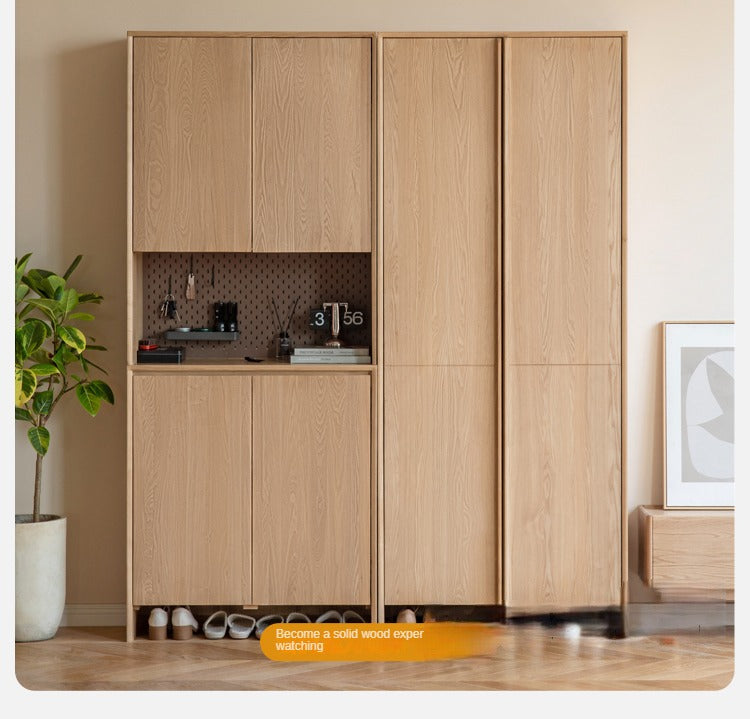 Ash, Oak Solid Wood Shoe Cabinet, Entrance Cabinet Combination Storage