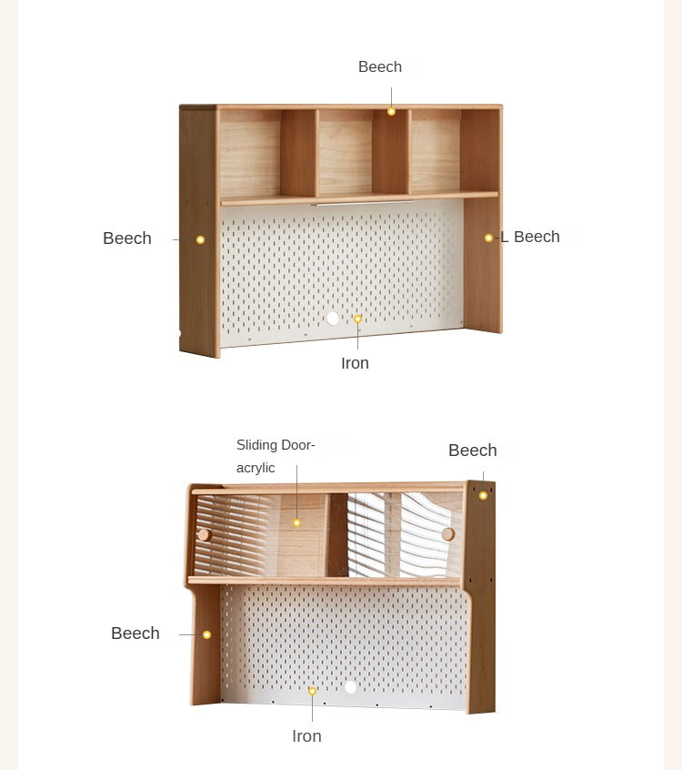 Beech, Oak, Poplar Solid Wood Study Desk with Shelf