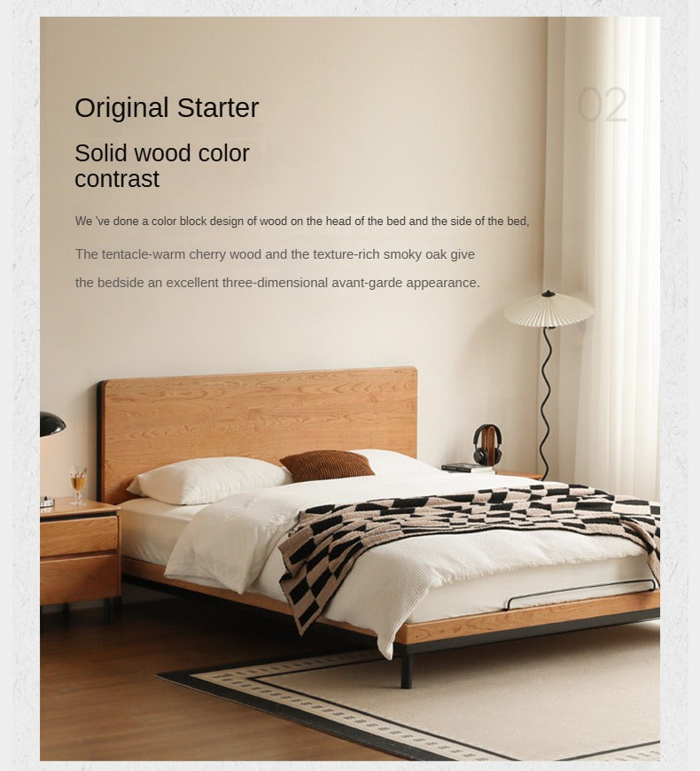 Cherry Solid Wood Bed Medieval Style.