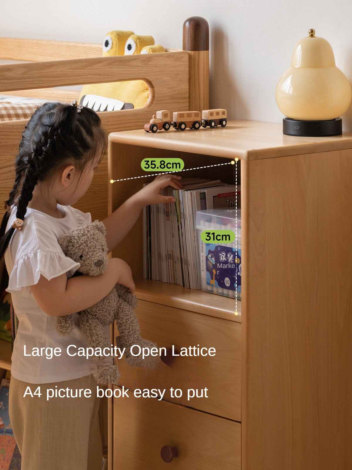 Beech Solid Wood Children's Cabinet Storage-