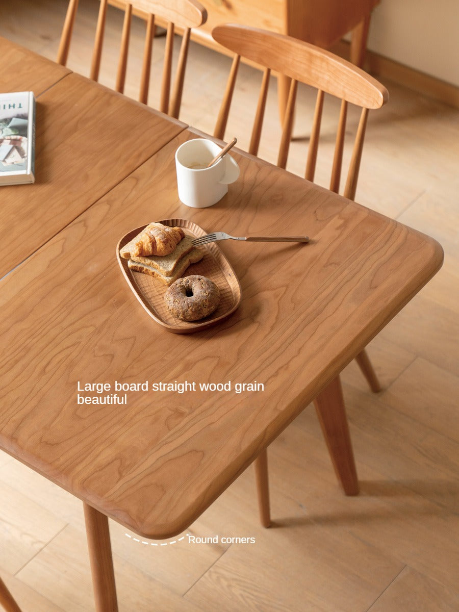 Cherry Wood Retractable Dining Table Antique Style