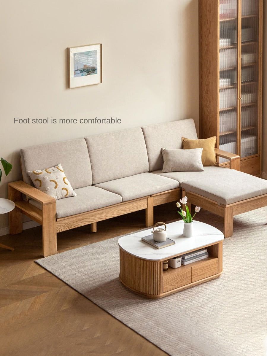 Oak, Ash Solid Wood Modern Nordic Fabric Sofa.