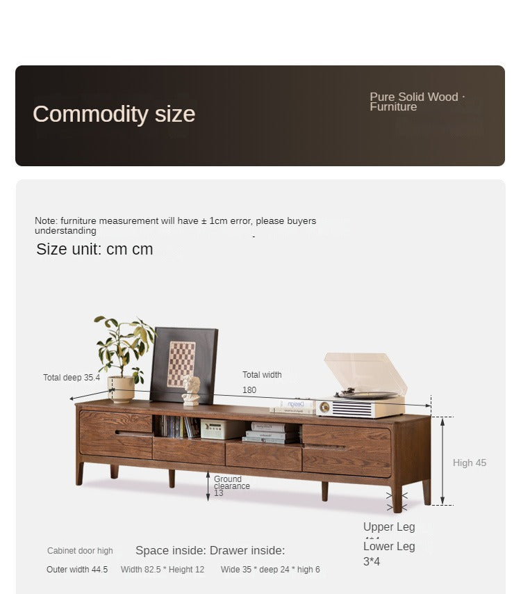 Oak, Solid Rubberwood Nordic Floor TV Cabinet.