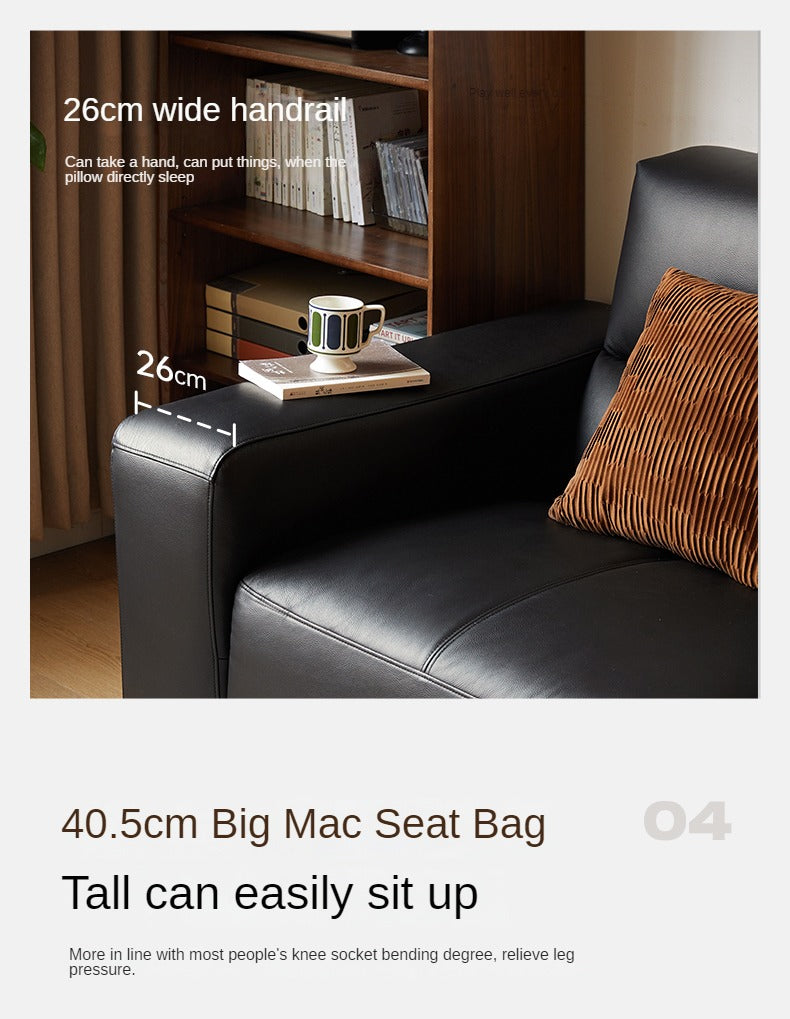 Leather Sofa First Layer Yellow Cowhide Tofu Block Leather Sofa.