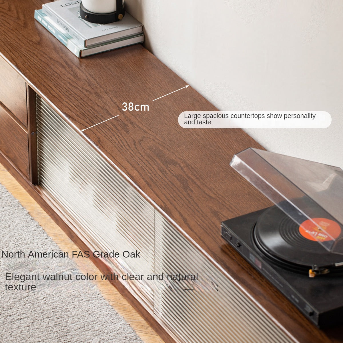 Oak, Solid Rubberwood TV Wall Cabinet.