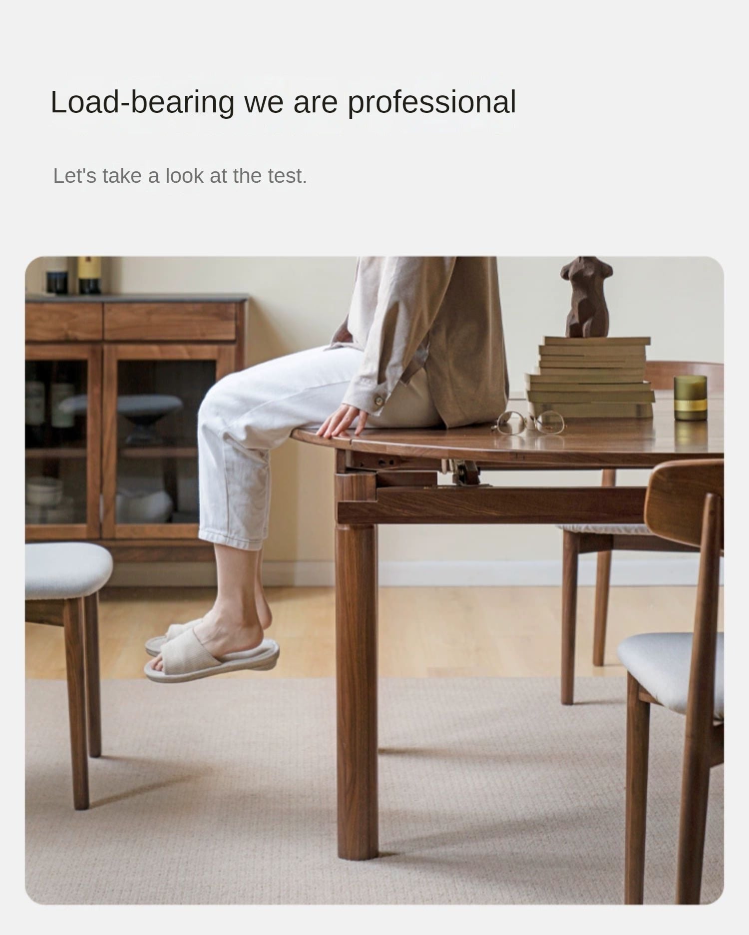 Ash, Oak, Black Walnut Solid Wood Folding Dining Table