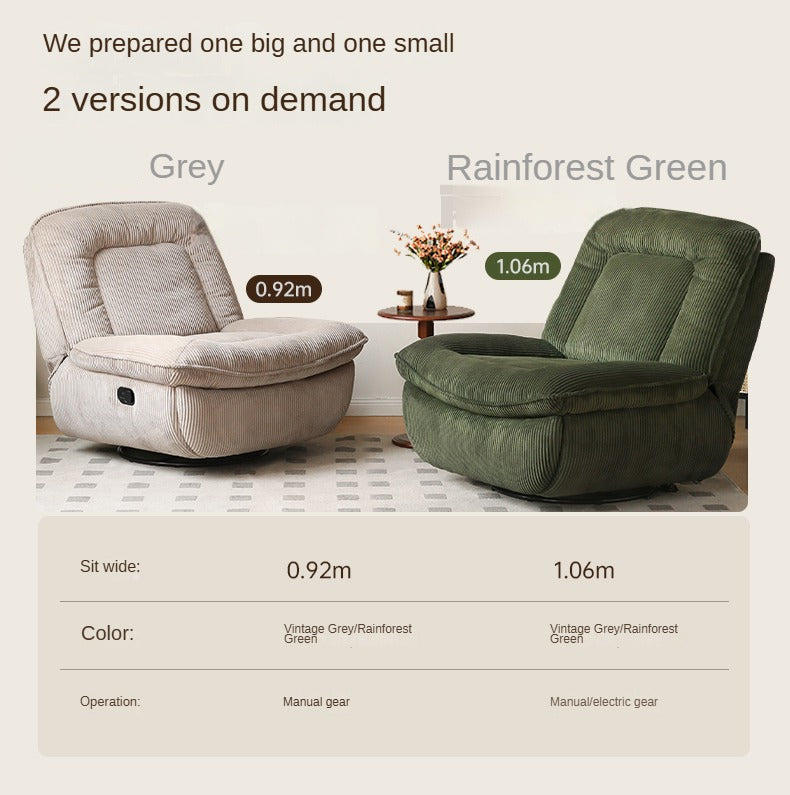 Oversized Corduroy Floor Lounge Chair with Swivel Base