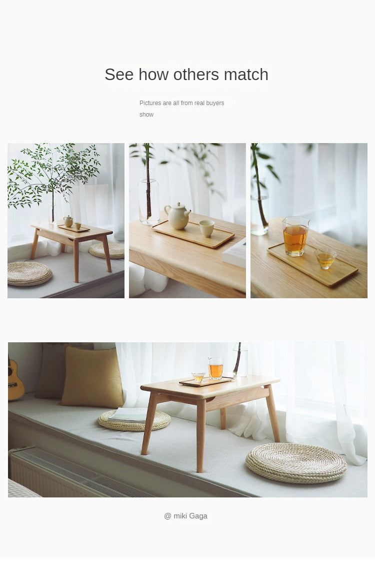 Oak Solid Wood Bay Window Table, Small Table on Bed