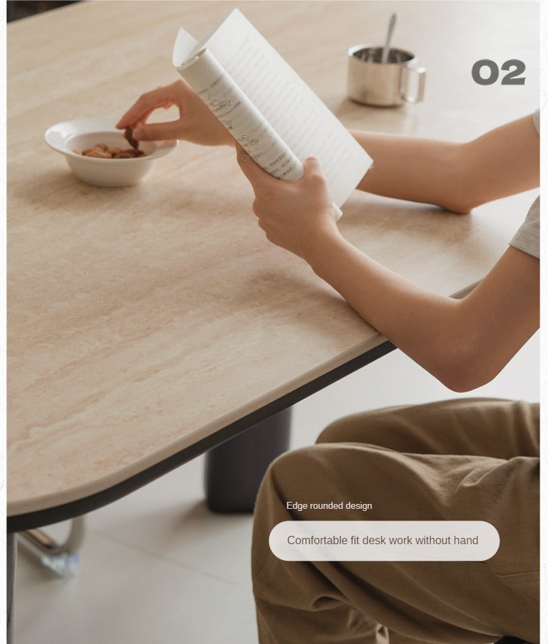 Solid Rubberwood travertine slate Dining Table