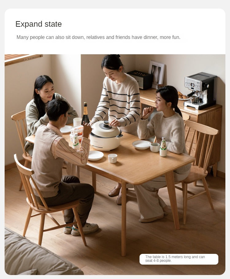 Oak, Ash Solid Wood Nordic Wall-Mounted Retractable Long Dining Table