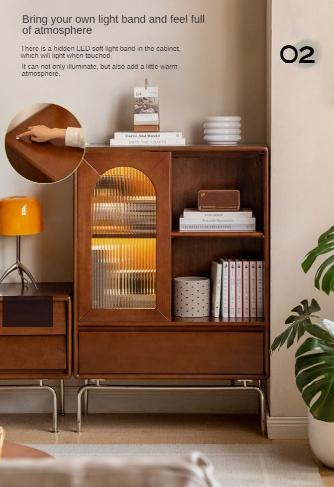Black Walnut, Poplar Solid Wood Side Cabinet