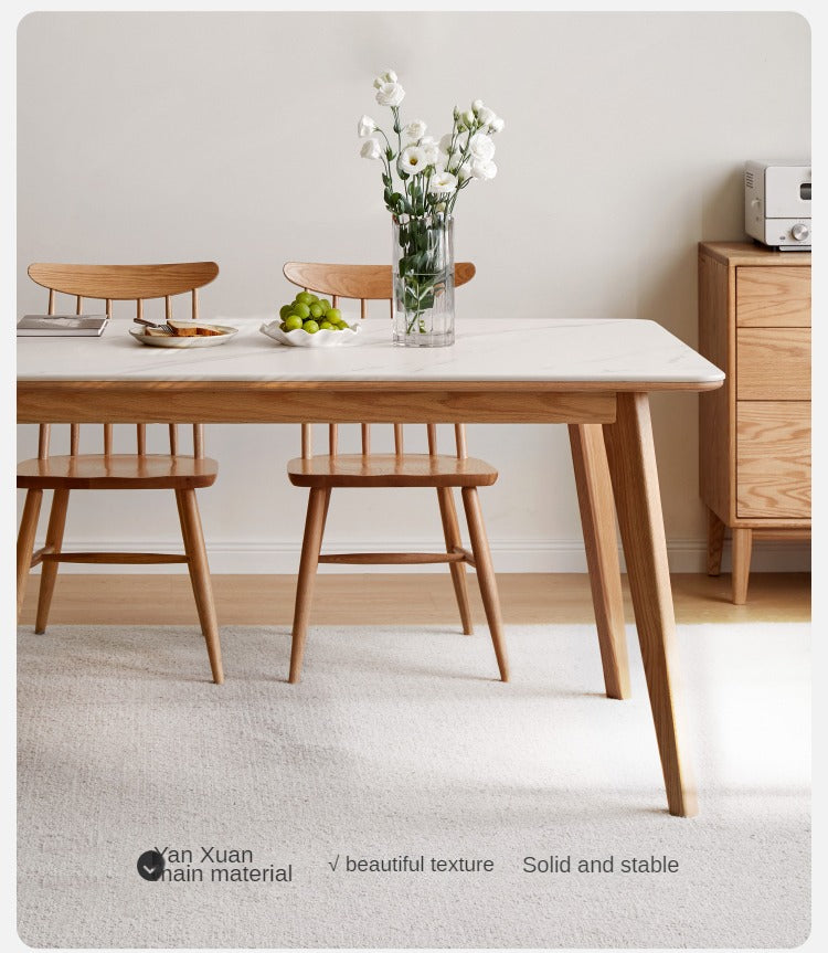 Ash, Oak Solid Wood Modern Rock Plate Dining Table