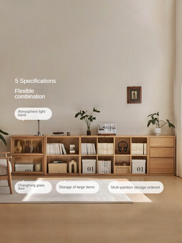 Ash Solid Wood Bookcase Simple Floor Bookshelf