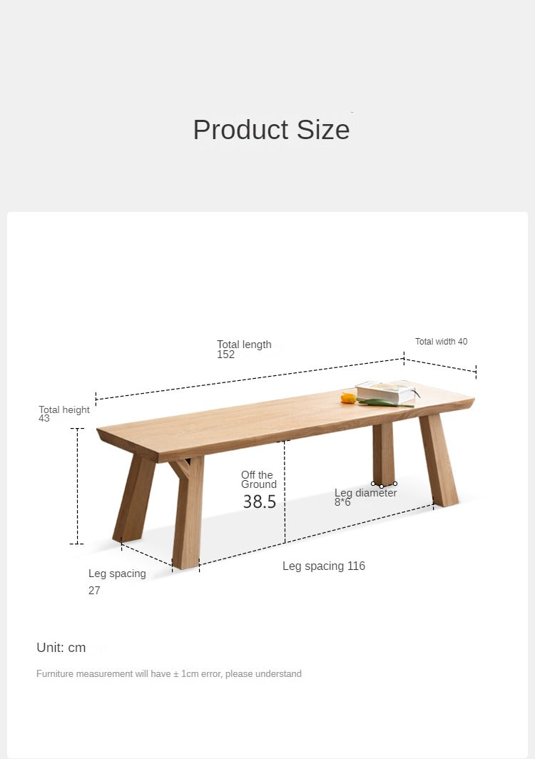 Ash Solid Wood Wabi Sabi Style Bench