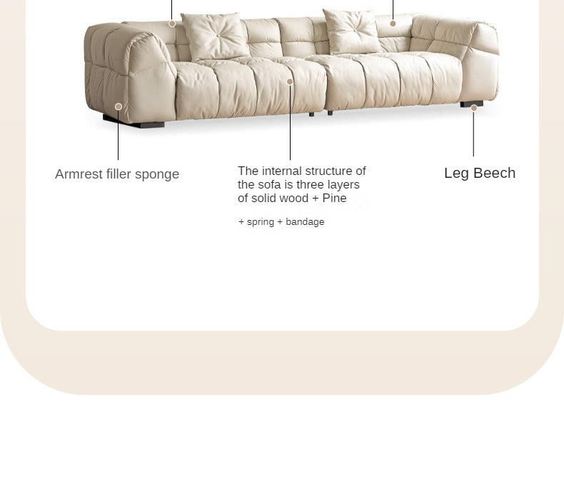 Genuine Leather,Technology Cloth Sofa Cream Wind.