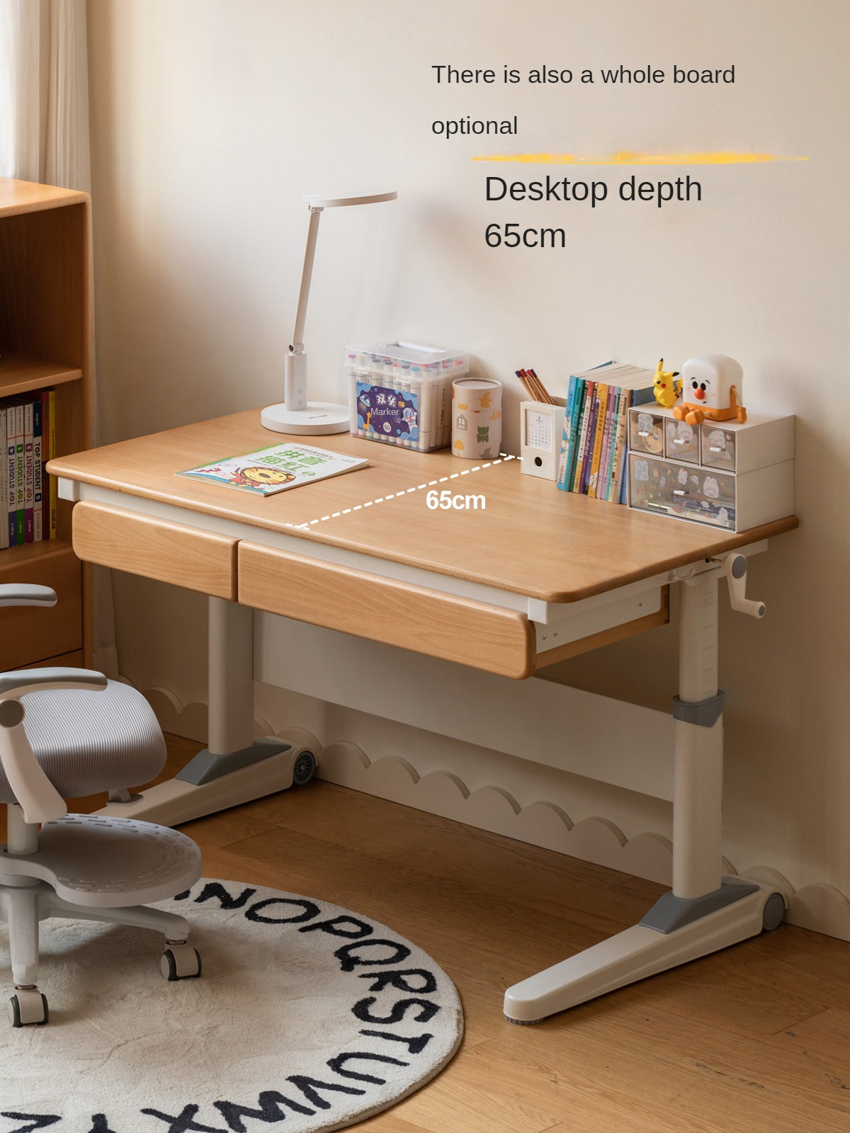 Beech Solid Wood Kids Raised and Lowered Study Table