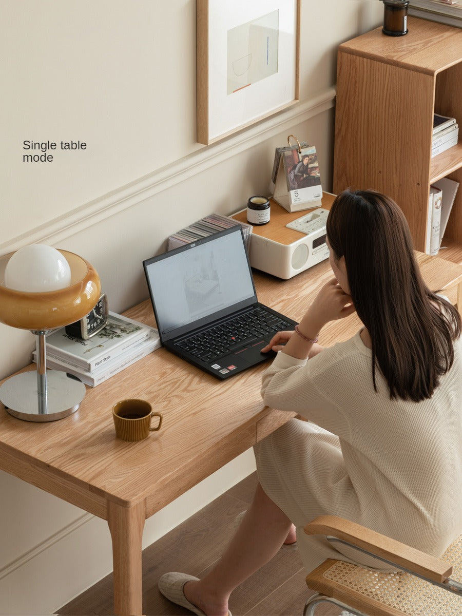 Oak, Beech Solid Wood Shelves Office Desk