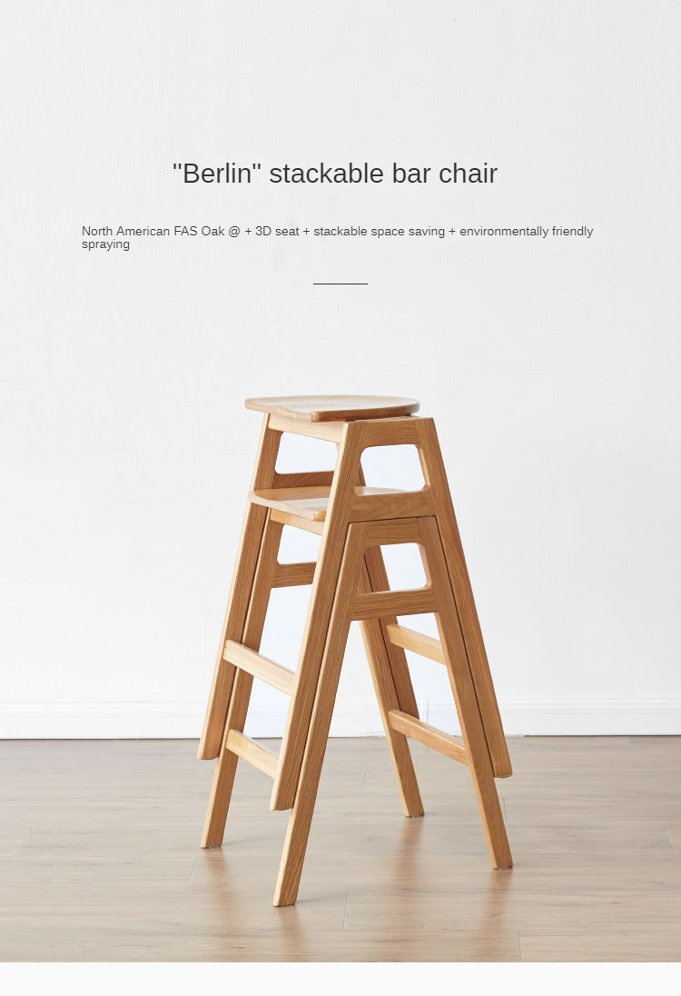 Oak Solid Wood High Feet Stool