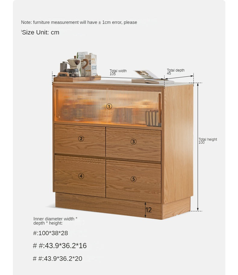 Oak Solid Wood Partition Multi functional Storage Cabinet