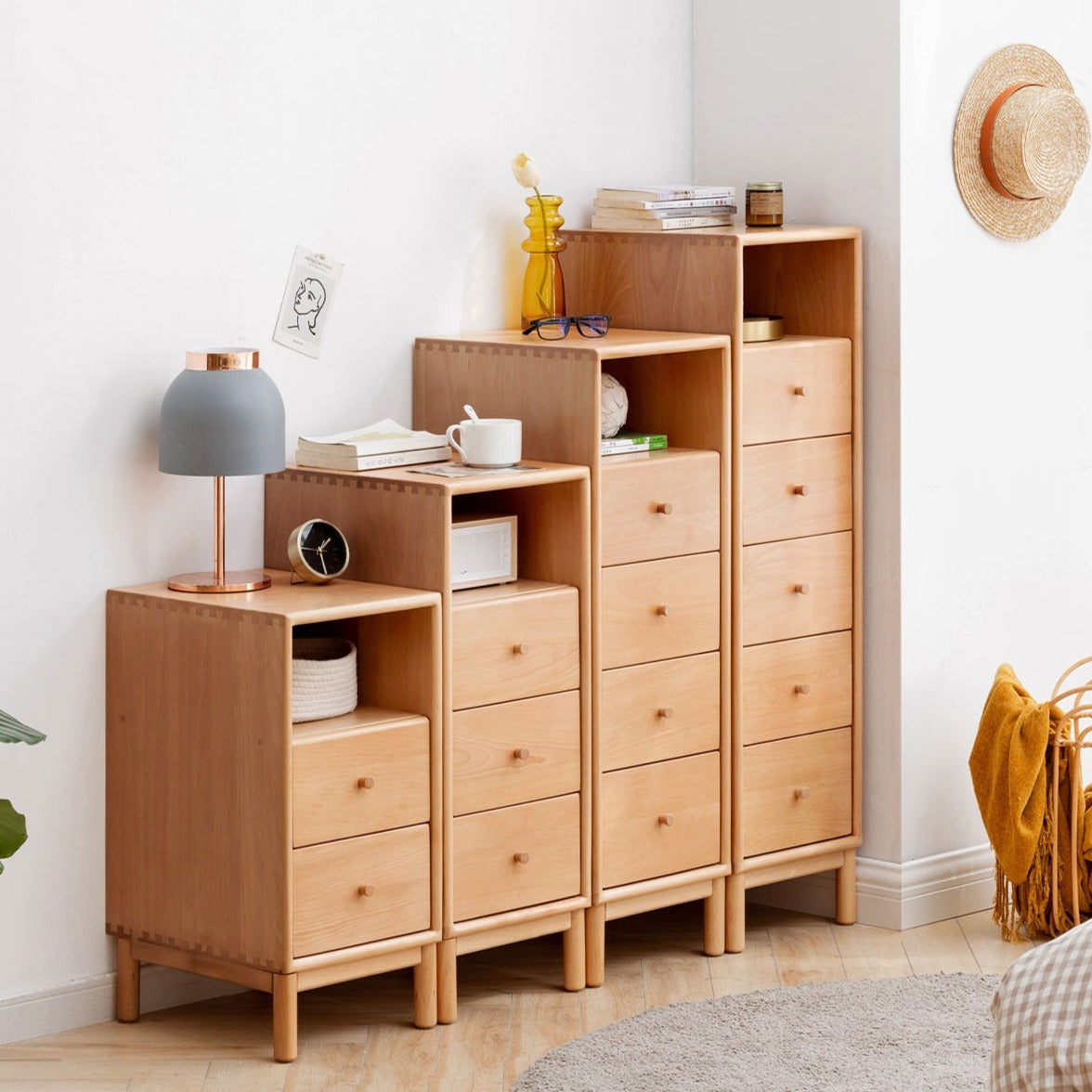 European Beech Solid Wood Storage Side Cabinet Combination