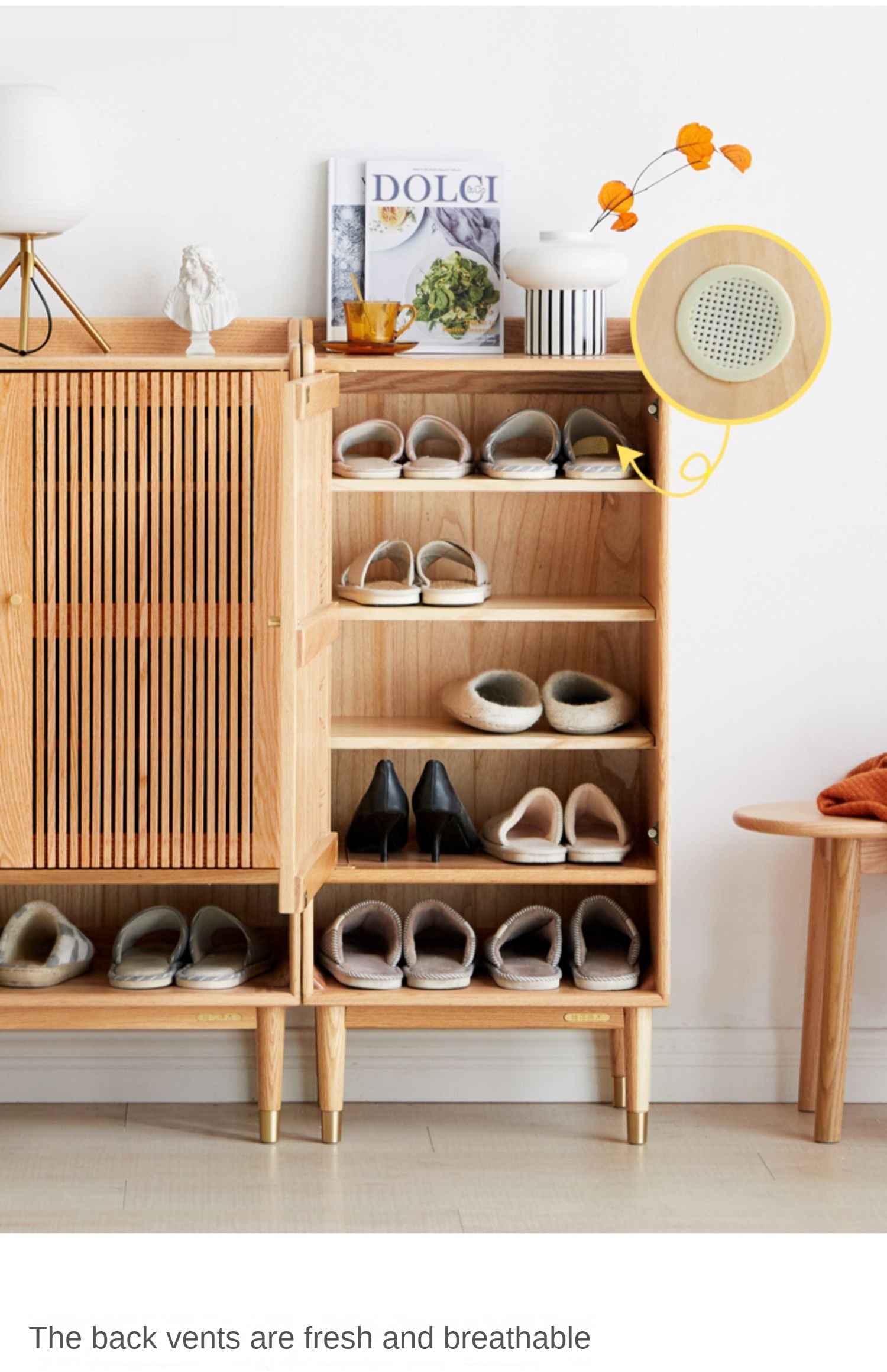 Oak Modern Nordic Shoe Cabinet