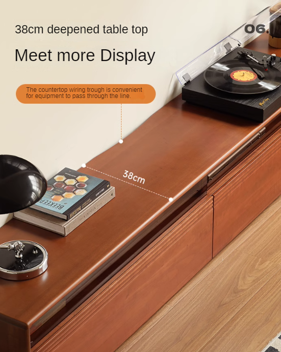 Poplar Solid Wood Retro Floor-Standing Medieval Style TV Cabinet.