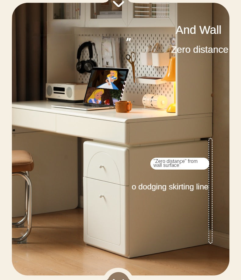 Poplar Solid Wood Desk Bookshelf Integrated Study Table