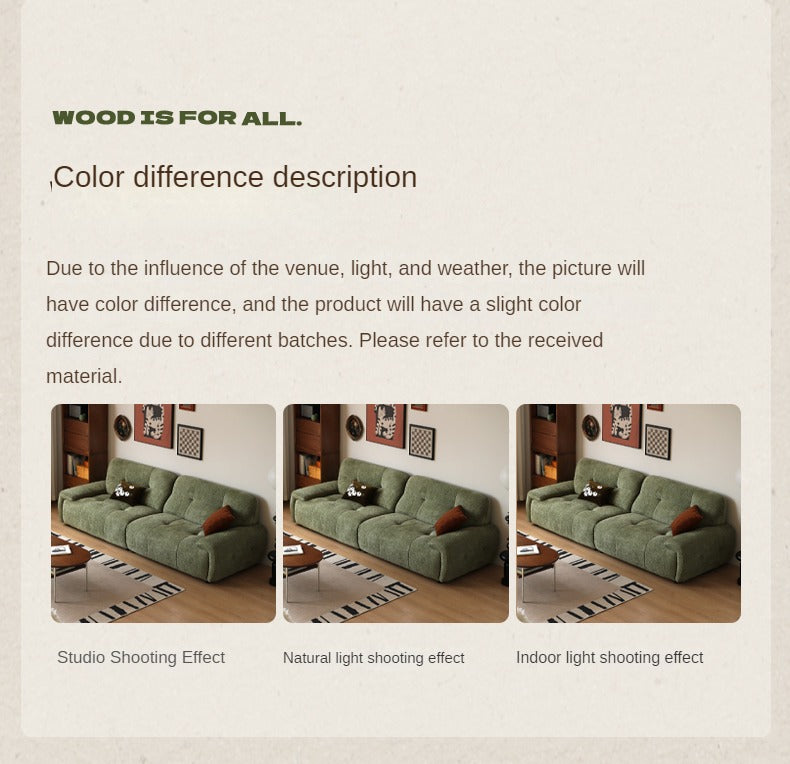 Fabric Sofa Retro High Back Four-Person Straight Sofa