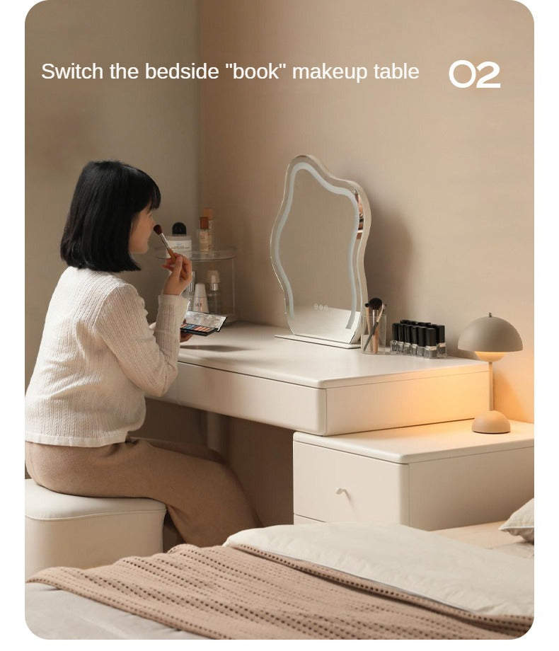 Rubberwood Solid Wood Retractable Desk and Bookshelf