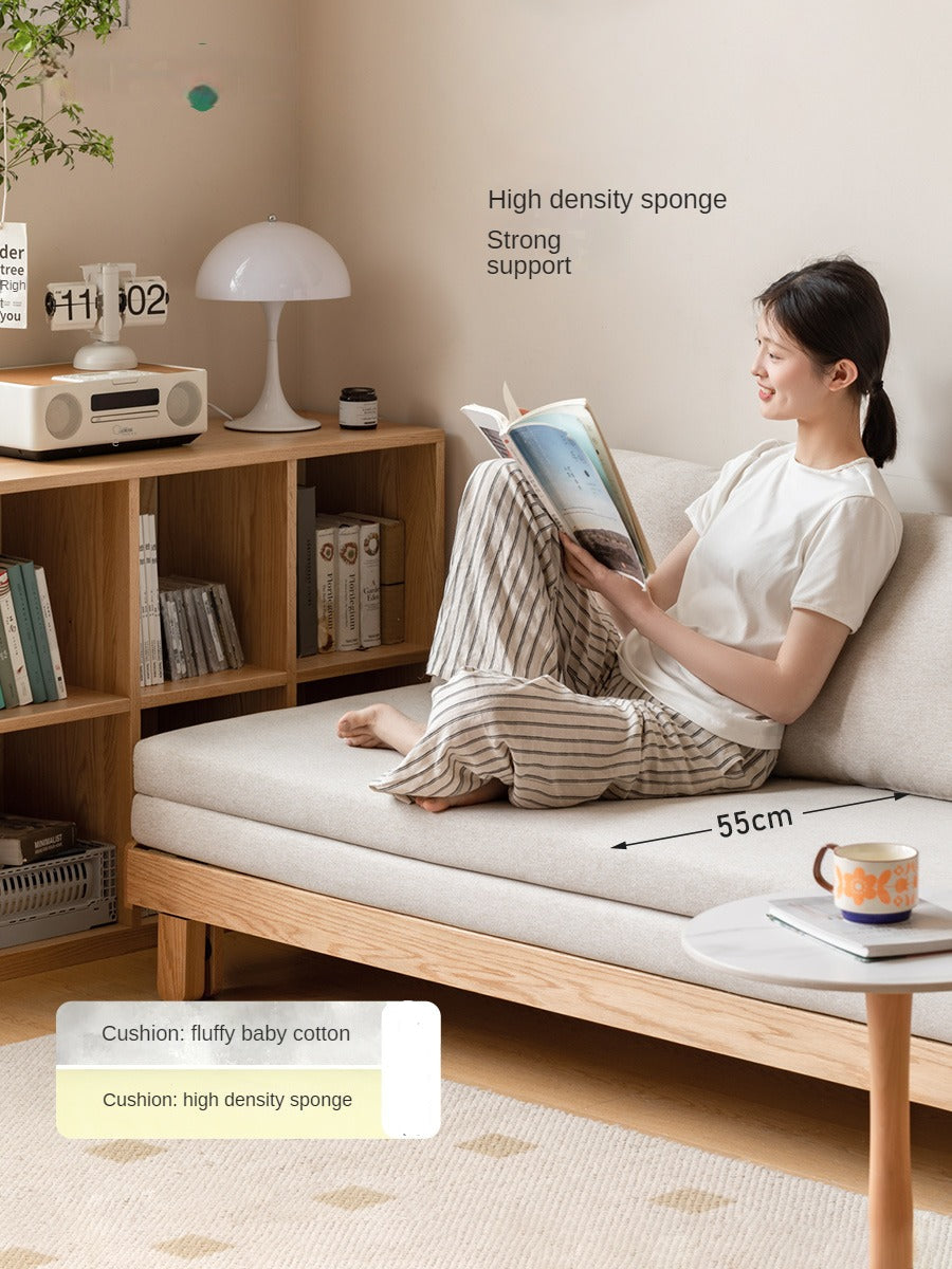 Beech Solid Wood Armless Wood Frame Futon Sofa with Slatted Base