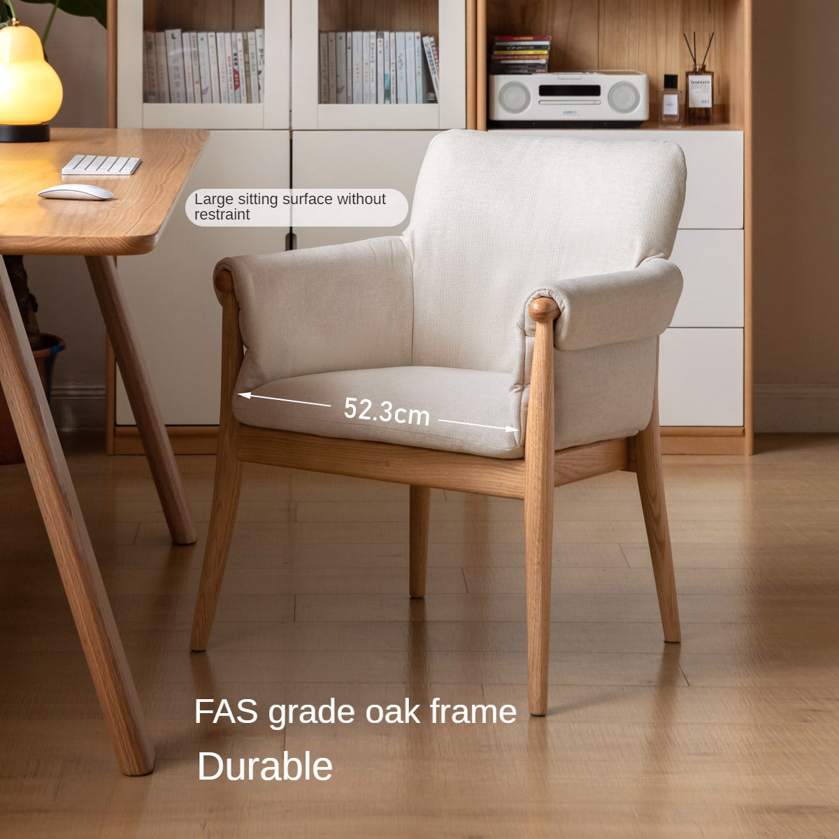 Oak Solid Wood Book Chair Simple Study Soft Back