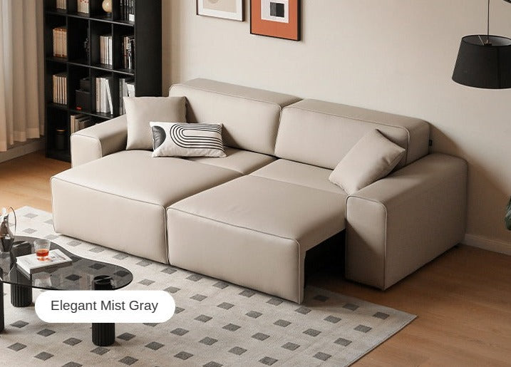 Organic Leather Art Sofa Retractable Bed Big Black Bull Electric Sofa Bed.