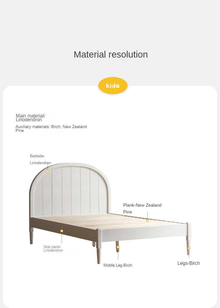 Poplar Solid Wood High Headboard Children's Bed.