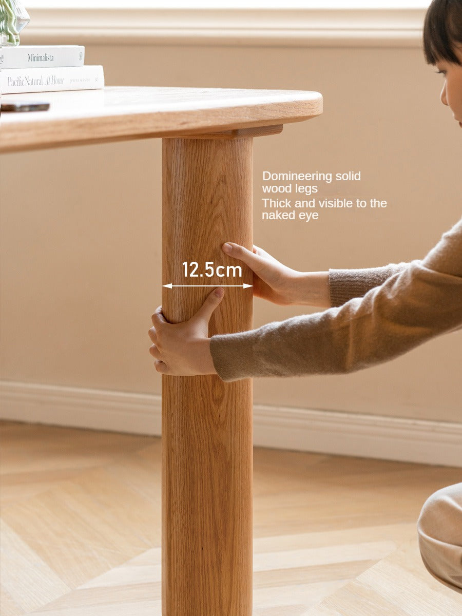 Oak Solid Wood Round Corner Long Dining Table