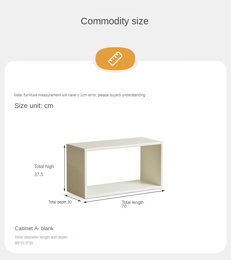 Pine Solid Wood Cream White Lattice Storage Low Bookcase