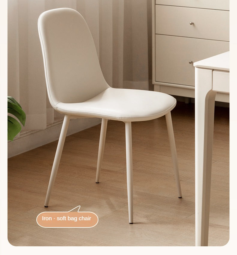 4pcs Organic Leather Cream Style Iron Dining Chair