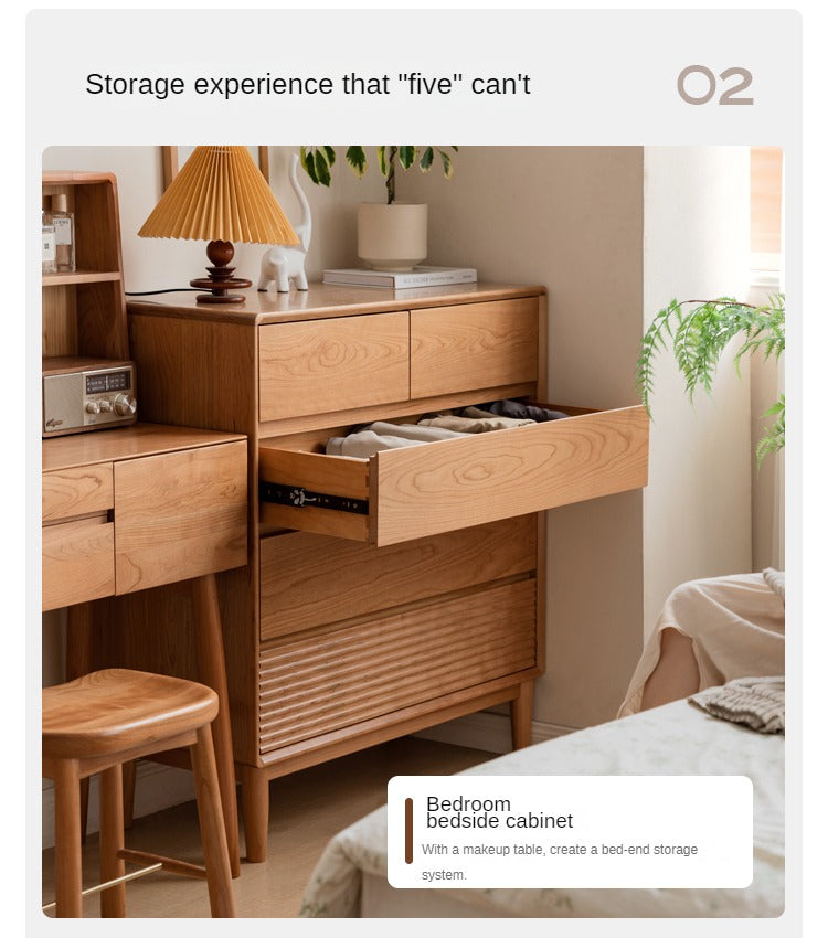 Cherry Solid Wood Vintage Dresser, Drawer