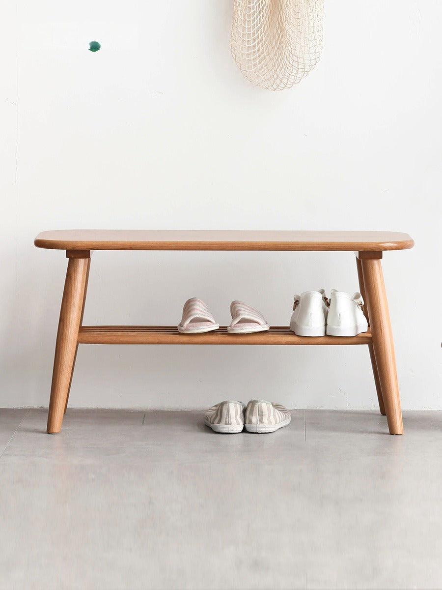 Oak, Solid Rubberwood Shoe Bench