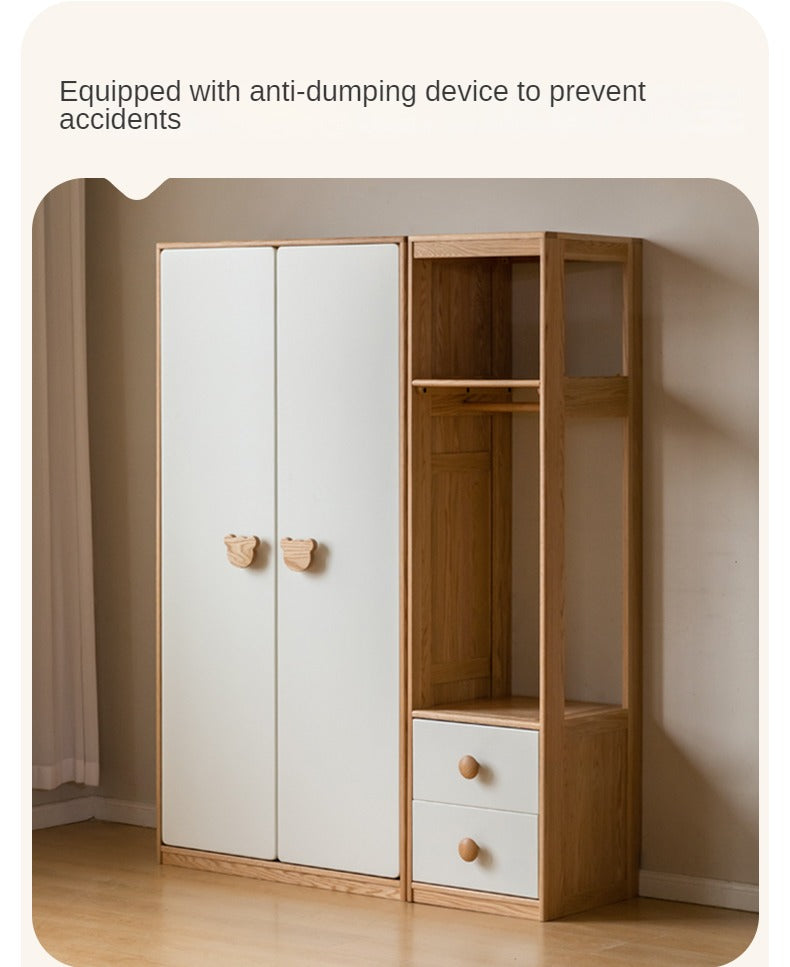 Oak Solid Wood Children's Wardrobe Combination