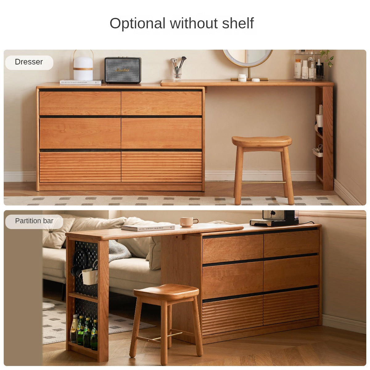 Cherry Solid Wood Retro Dressing Table.