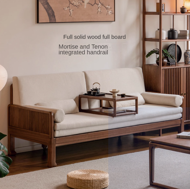 Black Walnut, Oak Solid Wood Foldable Sofa Bed.