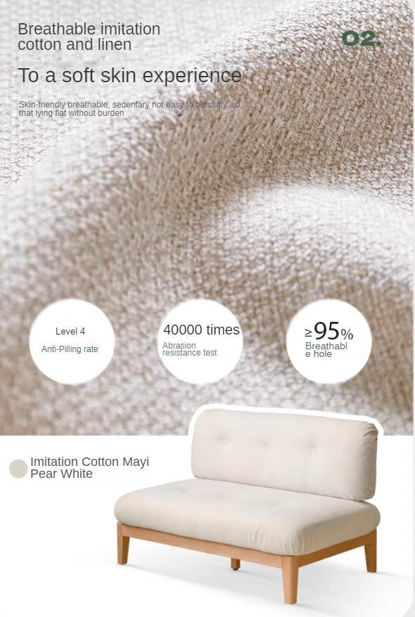 Oak Solid Wood Fabric Sofa.