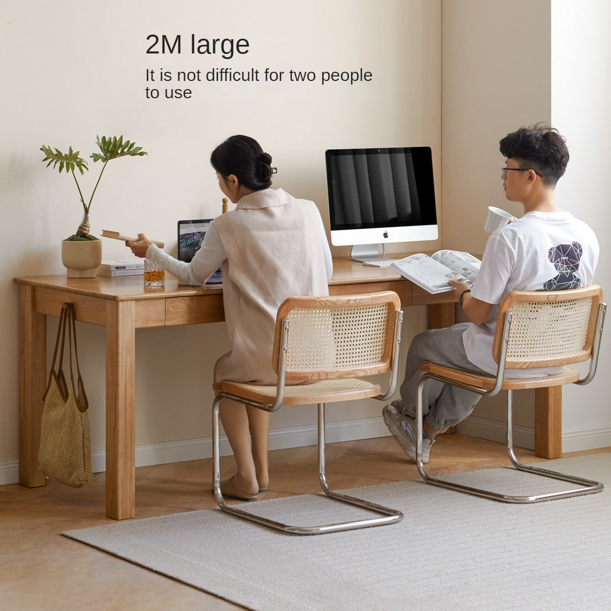 Oak, Ash Solid Wood USB Office Desk