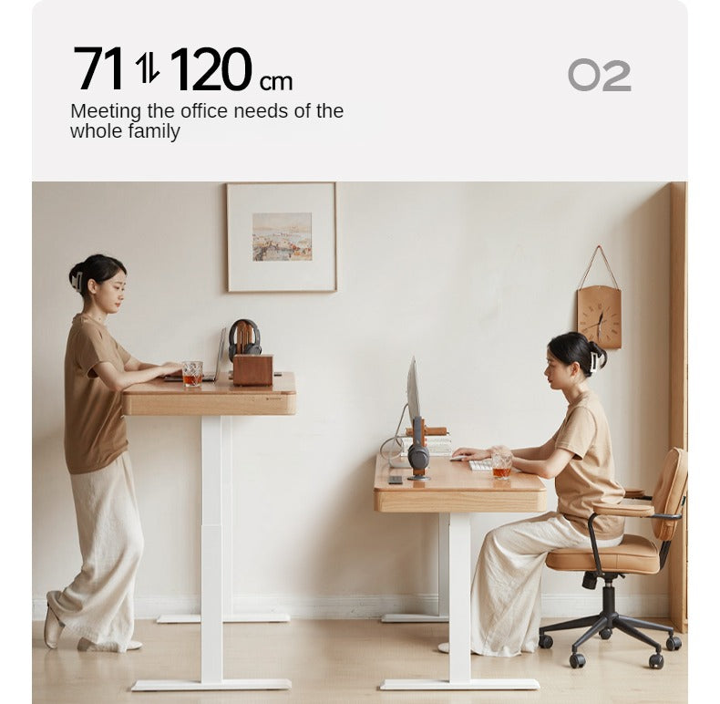 Oak Solid Wood Elevating Electric Multifunctional Standing Desk