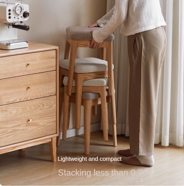 Oak Solid Wood Comfortable Soft Pack Dining Stool