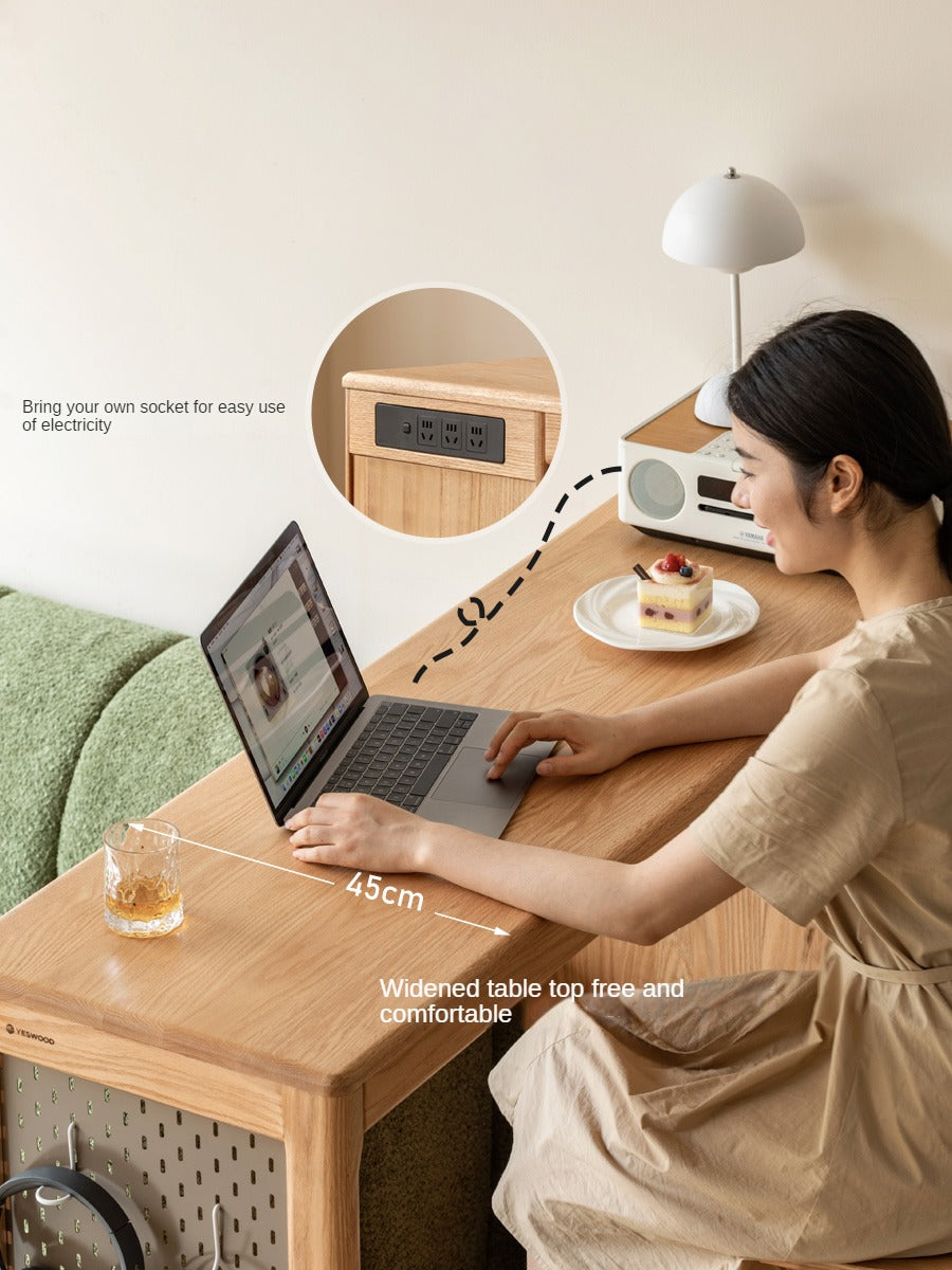 Oak Solid Wood Bar Cabinet Partition Cabinet High Foot Table