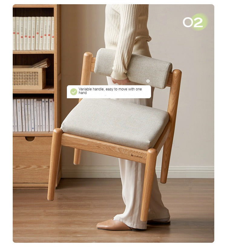 Oak Solid Wood Low Back Small Dining Chair