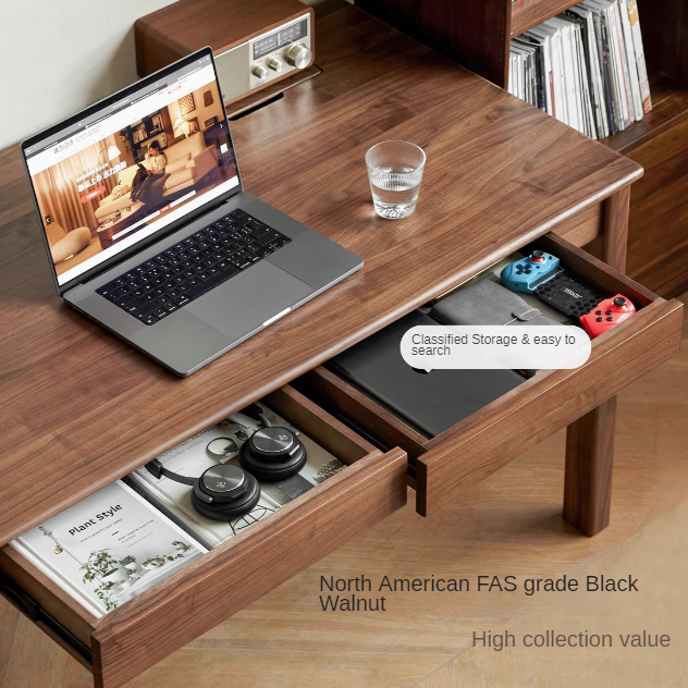 Black Walnut, Ash, Oak Solid Wood Modern Writing Desk